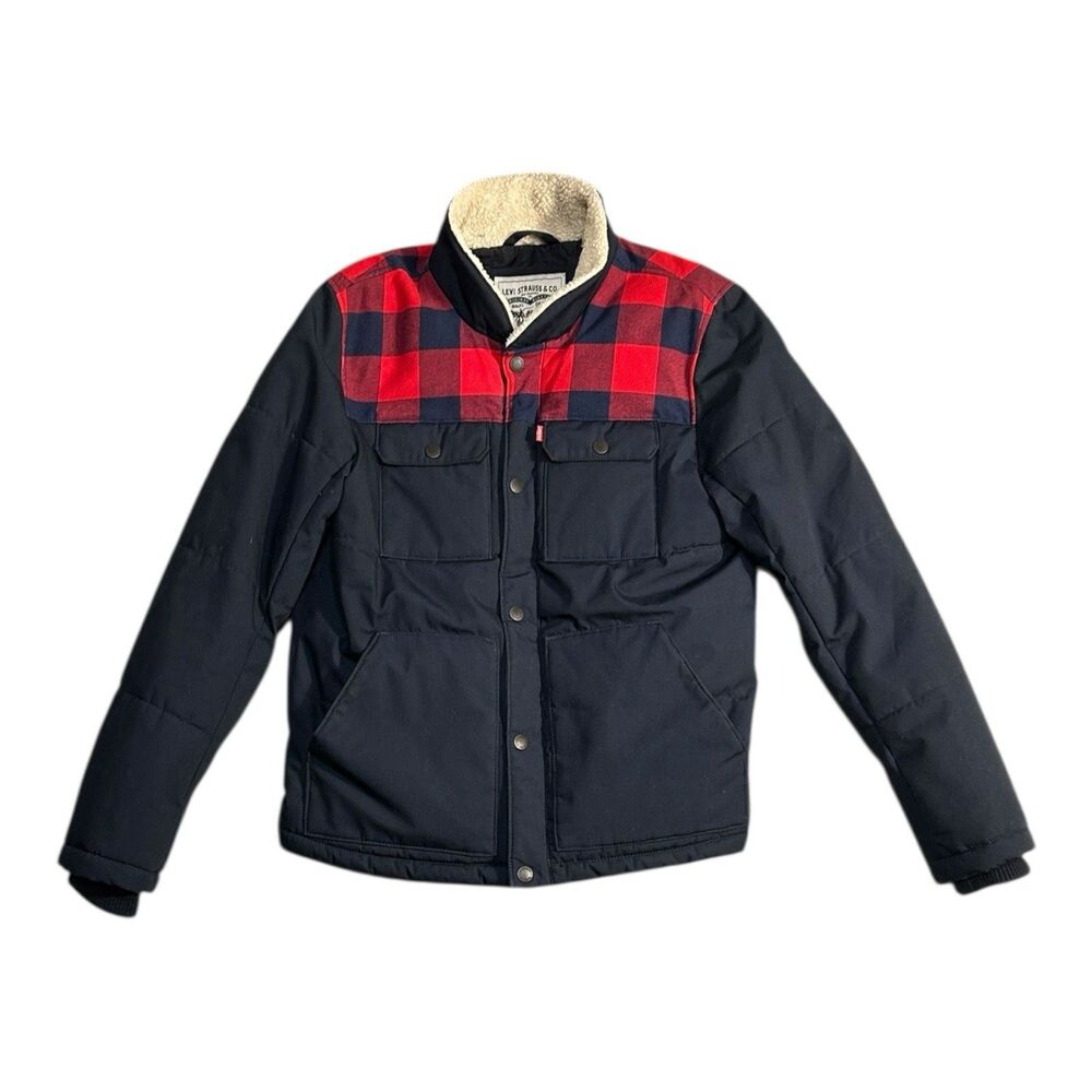 Levi’s Faux Shearling Lined Woodsman Jacket Men’s Small Quilted EUC